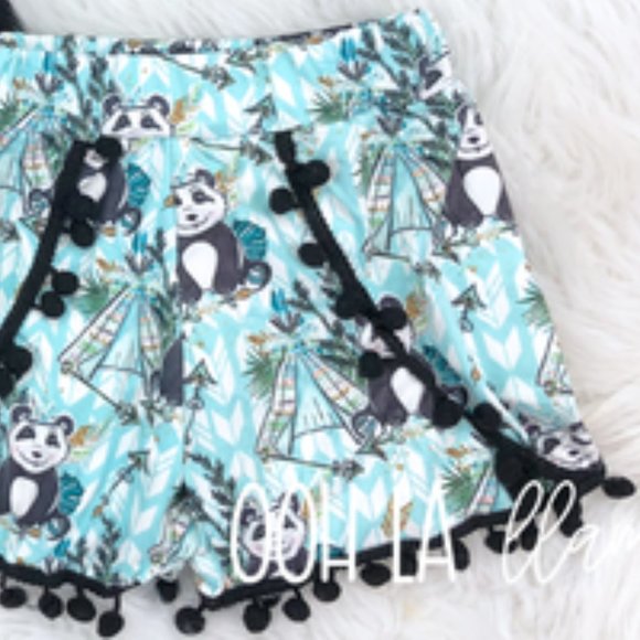 OOH LA llama panda shorts, top, & headband set - Picture 2 of 5